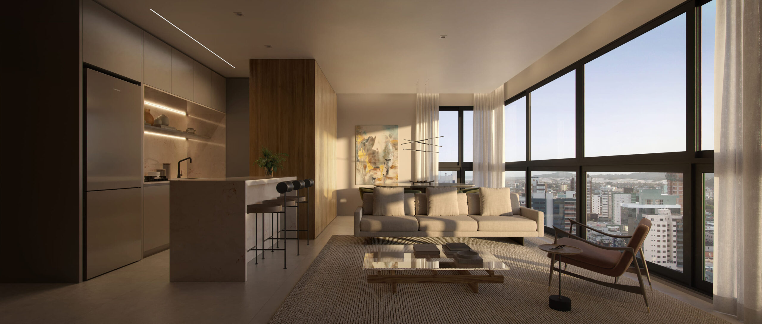 Living integrado do WIN Residence